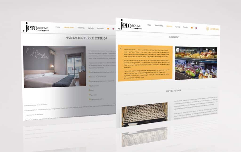 Imagen de las páginas de la web de Jero Rooms