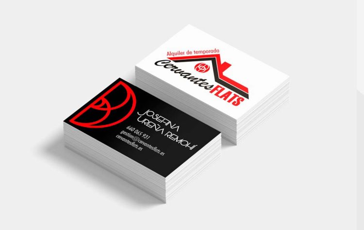 Mockup de las tarjetas de visita de Cervantes Flats